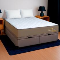 Cama Baú King Cinza + Colchão Londres D33 PoliConfort Cama Baú King Cinza + Colchão Londres D33 PoliConfort