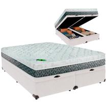 Cama Baú King e Colchão Aspen Molas Ensacadas Luckspuma Branco