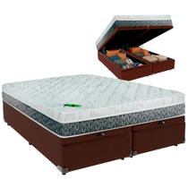 Cama Baú King e Colchão Aspen Molas Ensacadas Luckspuma Marrom