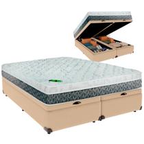 Cama Baú King e Colchão Aspen Molas Ensacadas Luckspuma Ocre