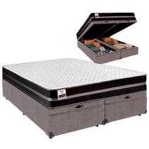 Cama Baú King e Colchão Bogota Molas Ultralastic Inducol Cinza