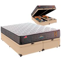 Cama Baú King e Colchão Embrace Molas Ensacadas King Coil Ocre