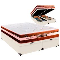 Cama Baú King e Colchão Esplendor Molas Ensacadas Luckspuma Palha