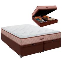 Cama Baú King e Colchão Hera Molas Ensacadas Colchobel Marrom
