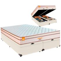 Cama Baú King e Colchão Pequim Molas Ultralastic Inducol Palha