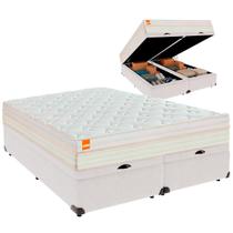 Cama Baú King e Colchão Tucson Molas Ensacadas Inducol Branco