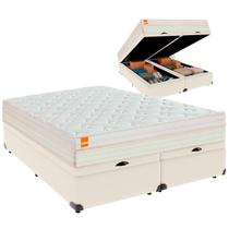 Cama Baú King e Colchão Tucson Molas Ensacadas Inducol Palha