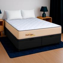 Cama Baú King Preto + Colchão Sono Terapia D33 PoliConfort