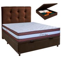 Cama + Bau Marrom e Colchão Molas Ensacadas Casal - Legaccy Paropas + Cabeceira Cama + Bau Marrom e Colchão Molas Ensacadas Casal - Legaccy Paropas + Cabeceira
