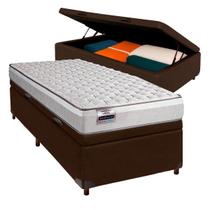 Cama + Bau Marrom e Colchão Molas Ensacadas Solteiro Cama + Bau Marrom e Colchão Molas Ensacadas Solteiro