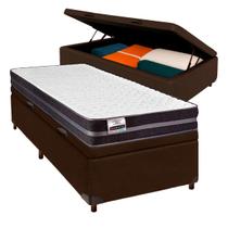 Cama + Bau Marrom e Colchão Molas Ultralastic Solteiro Cama + Bau Marrom e Colchão Molas Ultralastic Solteiro