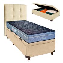 Cama + Bau Perola e Colchão Molas Ensacadas Solteiro - Petrus Paropas + Cabeceira Cama + Bau Perola e Colchão Molas Ensacadas Solteiro - Petrus Paropas + Cabeceira