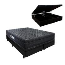 Cama Baú Preta Queen Arezzo Black Molas Ensacadas