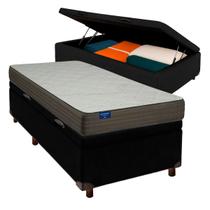Cama + Bau Preto e Colchão D33 Solteiro Cama + Bau Preto e Colchão D33 Solteiro