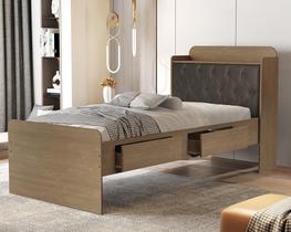Cama Bau Quarto Tamires Solteiro 90cm com Captonê