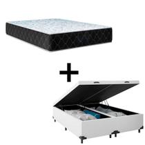 Cama Baú Queen 158 Tecido Sintético Branco Com Colchão Marrocos - Poliéster - Espuma D33 30cm Cama Baú Queen 158 Tecido Sintético Branco Com Colchão Marrocos - Poliéster - Espuma D33 30cm