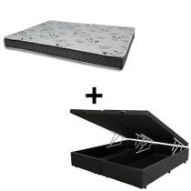 Cama Baú Queen 158 Tecido Sintético Preto Com Colchão Miller Bello Box - 100% Espuma - D33 Cinza 55x158x198 Cama Baú Queen 158 Tecido Sintético Preto Com Colchão Miller Bello Box - 100% Espuma - D33 Cinza 55x158x198