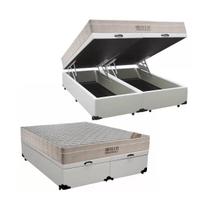 Cama Baú Queen Bipartido Branco Colchão Molas Ensacadas Airtech SpringPocket 158x198 - Ortobom Cama Baú Queen Bipartido Branco Colchão Molas Ensacadas Airtech SpringPocket 158x198 - Ortobom