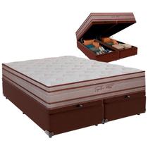 Cama Baú Queen e Colchão Artemis Molas Ensacadas Colchobel Marrom Cama Baú Queen e Colchão Artemis Molas Ensacadas Colchobel Marrom
