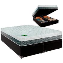 Cama Baú Queen e Colchão Aspen Molas Ensacadas Luckspuma Preto
