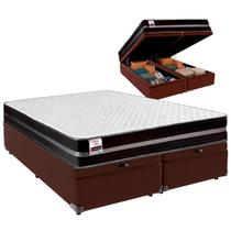 Cama Baú Queen e Colchão Bogota Molas Ultralastic Inducol Marrom