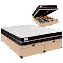 Cama Baú Queen e Colchão Bogota Molas Ultralastic Inducol Ocre