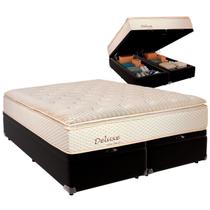 Cama Baú Queen e Colchão Deluxe Molas Ensacadas Colchobel Preto
