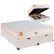 Cama Baú Queen e Colchão Denver Molas Ensacadas Inducol Branco