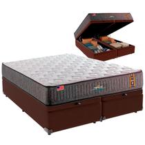 Cama Baú Queen e Colchão Embrace Molas Ensacadas King Coil Marrom Cama Baú Queen e Colchão Embrace Molas Ensacadas King Coil Marrom