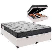 Cama Baú Queen e Colchão ISO 100 Espuma Ortobom Branco Cama Baú Queen e Colchão ISO 100 Espuma Ortobom Branco