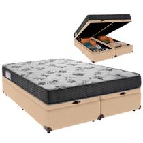 Cama Baú Queen e Colchão ISO 100 Espuma Ortobom Ocre