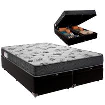 Cama Baú Queen e Colchão ISO 100 Espuma Ortobom Preto