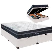 Cama Baú Queen e Colchão Royal Molas Ensacadas Colchobel Branco
