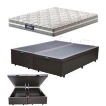 Cama Baú Queen e Colchão Vegas Molas Ensacadas Probel Marrom