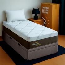Cama Baú Solteiro Branco+Colchão Napoles D28 PoliConfort