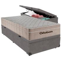 Cama Baú Solteiro Cinza+Colchão Airtech Molas Ortobom