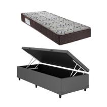 Cama Baú Solteiro Cinza Colchão ISO 150 D45 - Ortobom Cama Baú Solteiro Cinza Colchão ISO 150 D45 - Ortobom