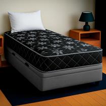 Cama Baú Solteiro Cinza + Colchão Monaco D33 PoliConfort Cama Baú Solteiro Cinza + Colchão Monaco D33 PoliConfort