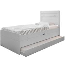 Cama Baú Solteiro Larissa Branco com Aux. com Colchões Cama Baú Solteiro Larissa Branco com Aux. com Colchões