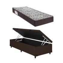 Cama Baú Solteiro Marrom Colchão ISO 150 D45 - Ortobom