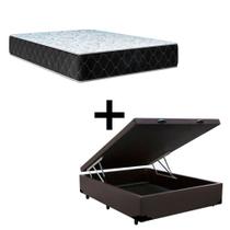 Cama Baú Viúva 128 Tecido Sintético Marrom Com Colchão Marrocos - Poliéster - Espuma D33 30cm