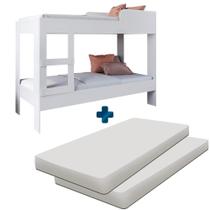 Cama Beliche Com 2 Colchões Solteiro Branco Yanca Shop JM