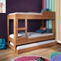 Cama Beliche Com Auxiliar Solteiro Nogal Yvis Shop JM