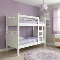 Cama Beliche Jaspe Escada Lateral Grade Segurança com Colchões D33 para Quarto Infantil - Branca