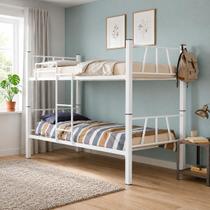 Cama Beliche Metálica Solteiro Aço Reforçado com Escada Prática para Quarto e Dormitório - Branca Cama Beliche Metálica Solteiro Aço Reforçado com Escada Prática para Quarto e Dormitório - Branca