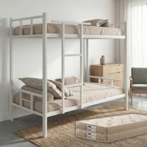 Cama Beliche Solteiro Aço Carbono Premium Estilo Industrial Extra Reforçada Acompanha 2 Colchões D33 -