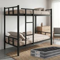 Cama Beliche Solteiro Industrial Aço Carbono Super Reforçado 120kg Com Colchão D20 - Cama Beliche Solteiro Industrial Aço Carbono Super Reforçado 120kg Com Colchão D20 -