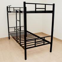 Cama Beliche Solteiro Industrial com Escada e Grade de Proteção Reforçada Preta Suporta até 150kg Itagold Cama Beliche Solteiro Industrial com Escada e Grade de Proteção Reforçada Preta Suporta até 150kg Itagold
