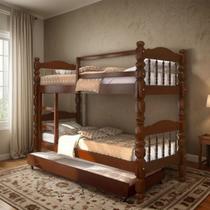 Cama Beliche Treliche Madeira Maciça Solteiro com Auxiliar Cama Beliche Treliche Madeira Maciça Solteiro com Auxiliar