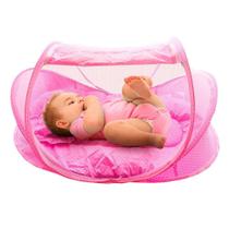 Cama Berço Mosquiteiro Dobrável Rosa Cama Portatil Bebe - Dm Toys
